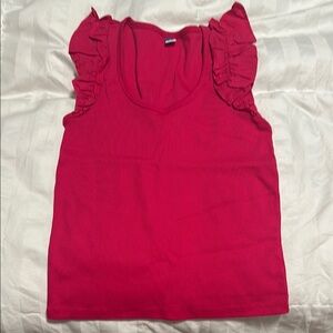 Red Ruffled Sleeveless Top